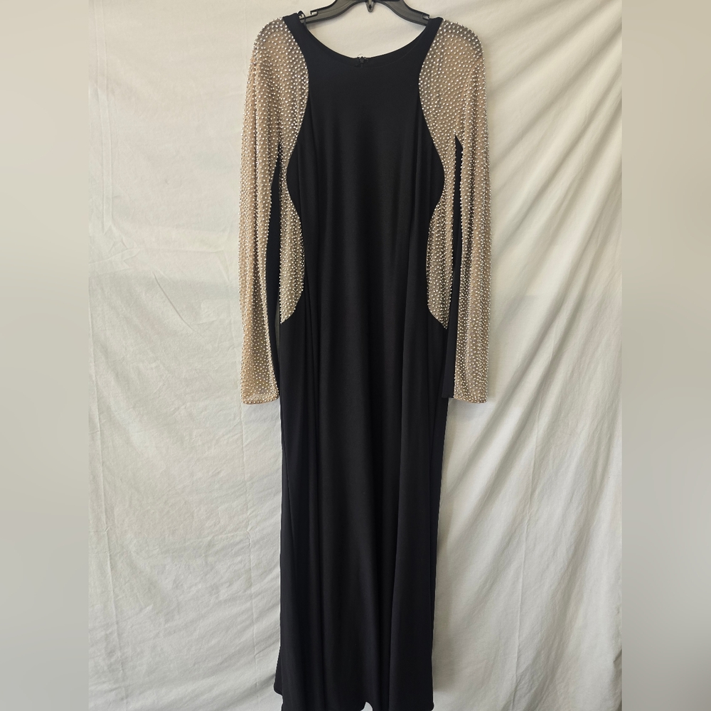 Xscape Black and Tan Long Sleeve Halter Sheath Dress size 18W